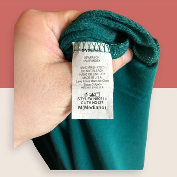 🥎 NWT NYMPHE TEAL NEON YELLOW CONTRAST 3/4 DROP SHOULDER SLEEVES TUNIC MEDIUM - Picture 6 of 6